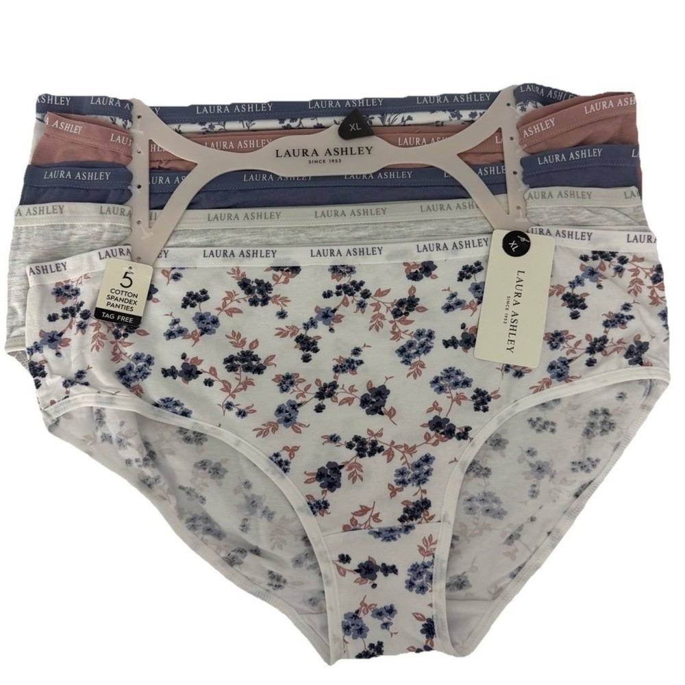 Laura Ashley Women's Cotton Brief Underwear  LS9540 High-Waisted Panties‎ SZ XL